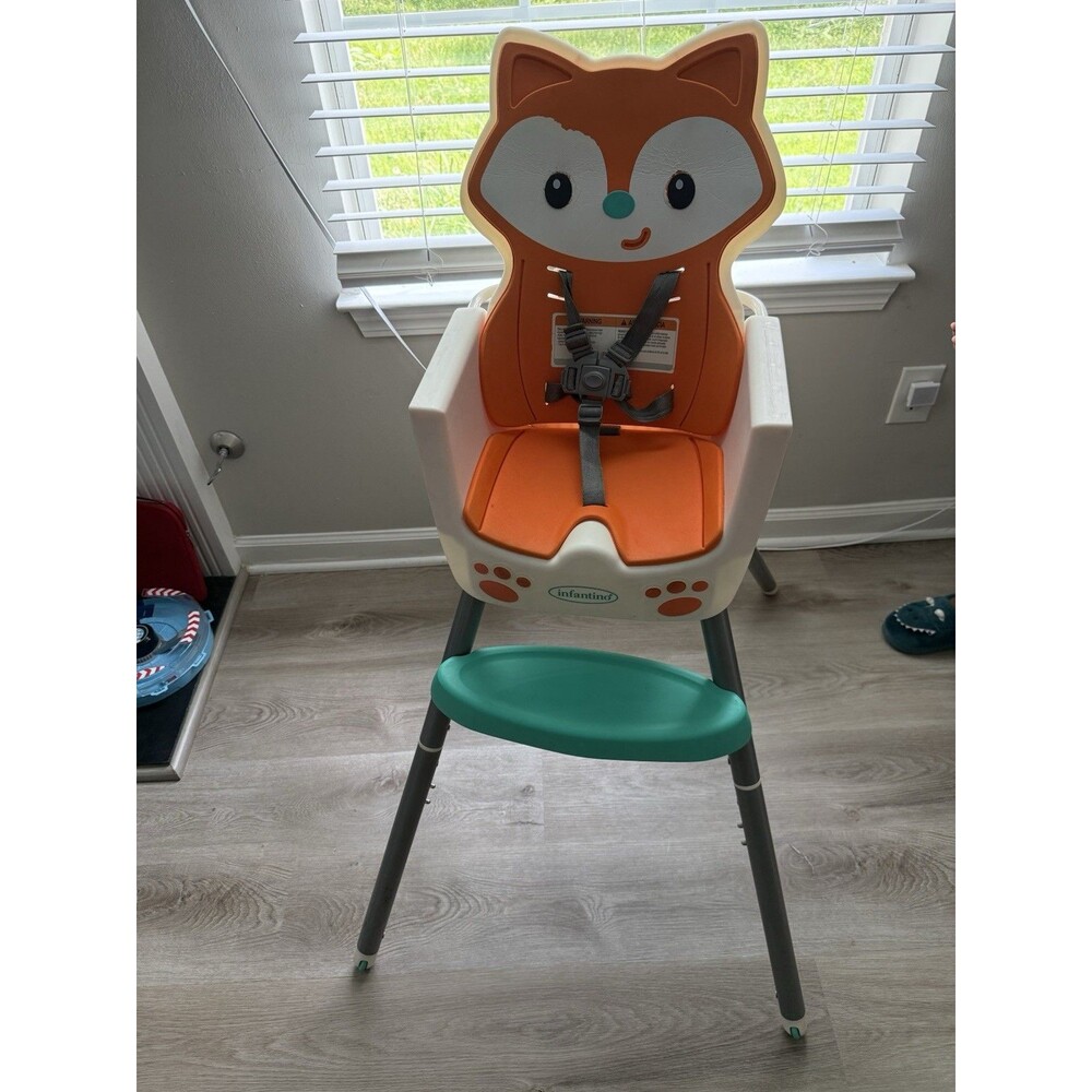 Infantino Grow-With-Me 4-in-1 Convertible High Chair, Unisex, 4-Ways to Use, Fox